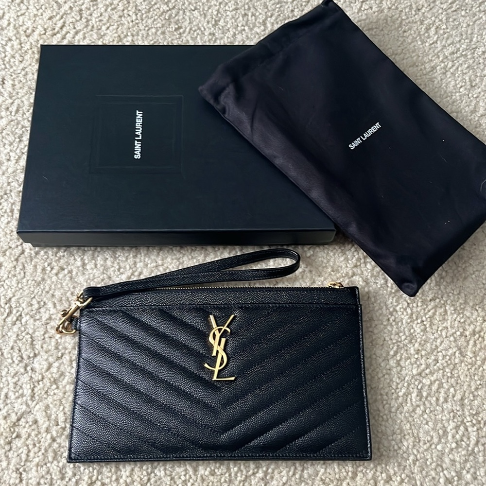 Saint Laurent Monogram Matelassé Leather Pouch